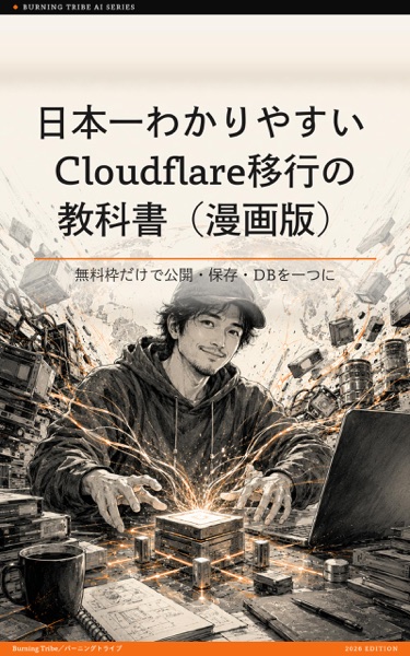 日本一わかりやすい Cloudflare移行の教科書(漫画版): 無料枠だけで公開・保存・DBを一つに (株式会社バーニングトライブ) 表紙