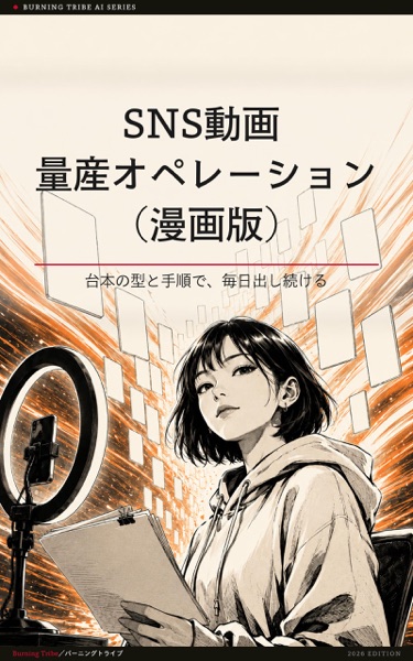 SNS動画 量産オペレーション(漫画版): 台本の型と手順で、毎日出し続ける (株式会社バーニングトライブ) 表紙